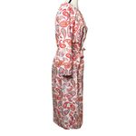Croft & Barrow  Split Neck Shirt Dress Integrated Belt Red Orange Paisley Size XL Photo 4
