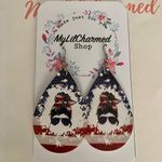 Handmade Vintage Red And Blue Stripes Independence Earrings  Photo 0