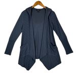 Miss Me Women's Blue Raw Edge Open Hooded Cardigan Small Photo 0