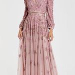 Mac Duggal 5497 Womens Embellished V Neck 3/4 Sleeve A Line Gown Dress Photo 0