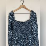 Reformation  Kelli Smocked Long Sleeve Floral Mini Dress in Elyse Navy sz Medium Photo 4