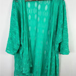 LuLaRoe Joy Long Lace Cardigan L Green Open Front Duster Boho Festival Resort Photo 0