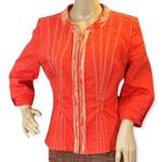 Elie Tahari  Ruffled Zip Front Detailed Blazer Bright Orange Medium M Photo 0