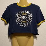 Levi's Levi’s Navy Gold Trim Cropped Logo Tee Size S Levi Strauss 1853 Graphic Shirt Photo 0