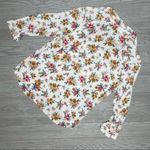 ZARA basic white floral v neck button up crop long sleeve shirt medium Photo 1