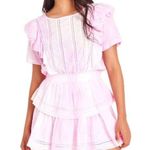 Love Shack Fancy Natasha Ruffle Tiered Mini Dress in Peony Pink Size M Photo 0