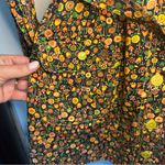 Vintage 70s Mini Shirt Dress. Size: Small. Black floral. Dagger collar. Photo 3