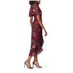 VONE Mireya Floral Ruffle Faux Wrap Midi Dress Red Size 2 Photo 3