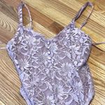 Mi Ami Lace Button Front Teddy Bodysuit Lilac Purple Adjustable Straps Layering Size M Photo 3