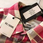 RE/DONE Womens Flannel Button Down Shirt Long Sleeve Pockets Plaid Red S Photo 3