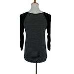 Staccato  Black Gray Striped Long Sleeve Top Pocket Detail Small Photo 3