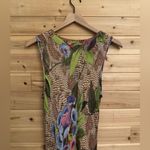 Vintage Nostalgia Size Large Rustic Floral Alligator Print Slinky Maxi Dress Green Photo 8