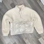 Fabletics Nelly Mixed Media Teddy Pullover Jacket Cream XL Half Zip Photo 13