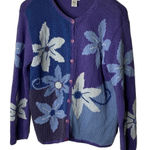 Coldwater Creek Vintage 90’s Y2K Cottagecore Cardigan Blue With Floral Pattern s Photo 0
