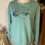 Hasting & Smith  Blue Embroidered Butterfly Sweatshirt Photo 2
