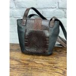 Brighton  Classic Collection Bucket Bag‎ Black/brown Leather Embossed Flap Photo 1