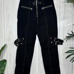 We Wore What NWT  Black Bowery Pant Rigid Denim Belted Contrast Stitch size 27 NEW Photo 1
