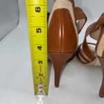 Calvin Klein Zahara Linen Leather Strappy Heel Sandals Women Size 6.5M Brown Photo 8