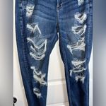 American Eagle Sz 6 Denim Stretch Mom-Jean Style Cotton Hole Distressed Jeans Photo 5