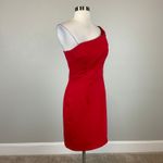 AQUA One Shoulder Fold Over Collar Mini Sheath Cocktail Dress Red Size 6 Photo 1