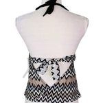 Perry Ellis Tankini Top S Black White Gray Taupe Chevron Removable Pads New Photo 2