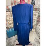 Dress sheer navy lace collar pleated skirt vintage 1980s Blue Size 6 Photo 8