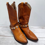 Tan Camel Abilene Western Boots Genuine Leather Silver Concho Strap Cowgirl 7.5M Size 7.5 Photo 3