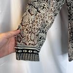 Chico's Black Brown Snakeskin Animal Print Silk Blend Vneck Cardigan Size 3 Large Photo 4