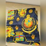 St. John  100% Silk "Virtus Sola Nobilat" Scarf Long Neck Scarf Navy Blue Regal Photo 5