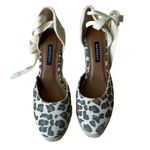 Margaux Espadrille Pique Animal Print Wedge Sandal Leopard Lace Up SZ 9 Tan Photo 2