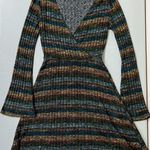 Dark Green Striped Knit Long Sleeve Mini Dress Size XS ✨ Photo 0