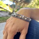 Triple Strand Smokey Gray, Clear and Silver Toned Beaded Bracelet Gray Photo 2