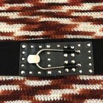 Black silver white Gothic Grunge Large Wide belt studded buckle Hook Closure Elastic Photo 0