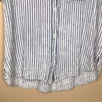 American Eagle  Women’s Super Soft Striped Blue White Button-Up Pocket Shirt Photo 3