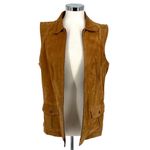 Charter Club  Vintage Leather Suede Vest Zipper Front Camel Brown Size Large Photo 1