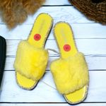 Olivia Miller NEW  Faux Fur YellowRhinestone Studded Sandal Photo 1