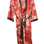 Red and Black sateen sleep shorts and Cami + Kimono Robe with Floral Pri… Size XXL Photo 5