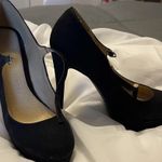 Chinese Laundry Black Platform MJ Pumps 7M Faux Suede 5” Heels Closed Toe Photo 0