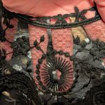 SheIn Black Floral Plus 1X Lace Neckline Flare Sleeves Top Shirt Blouse Work Wear Photo 3