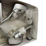 Good American SNAKE EMBOSSED PLATFORM HIGH BLOCK HEEL SANDALS size 7.5 Photo 6