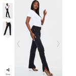 Pretty Little Thing TALL BLACK RIPPED SPLIT HEM STRAIGHT LEG JEANS 12 Photo 1