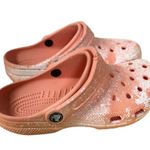 Crocs Peach White Paint Splatter Original Fit Slide On Size 6 Women Discontinued Photo 3