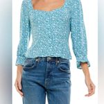 Row A Floral Button Front Blouse Cottagecore Size Small Light Blue NWOT Photo 5