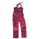 Unique Vintage Burgundy Satin Halter Jumpsuit Evening Glam Party 6 8 Open Back Photo 1