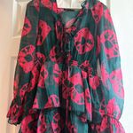 Dark Green & Hot Pink Printed Dresss Photo 10