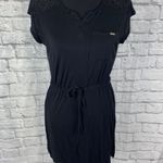 Nicole Miller mini dress with lace shoulder and tie waist Sz Small Photo 0