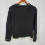 Reference Point Vintage Winter Cardigan Womens M Black Red Cardinal Holly Holiday Embroidery Photo 2