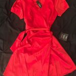 Lulus NWT Short Sleeve Red Wrap Mini Dress Holiday Photo 1