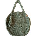 Foofoolala Handmade Crochet Tote Bag Purse with Tassel Green Artsy Bohemian Photo 0