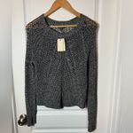 Lucky Brand NEW  Knit Gorgeous Black White Silver Metallic  Sweater Size M Photo 3